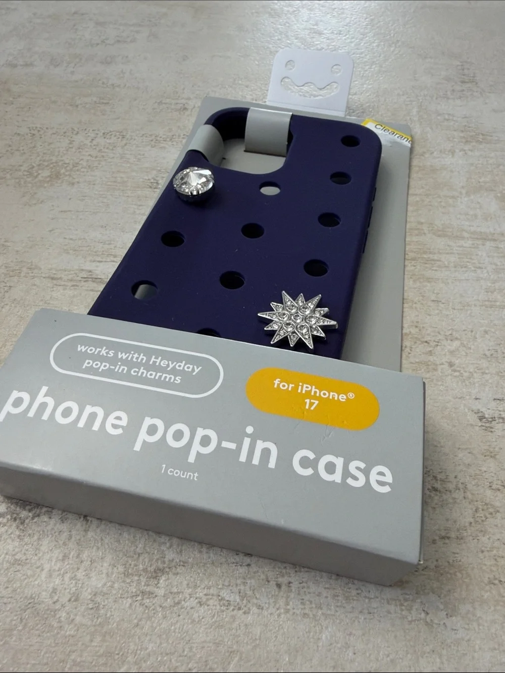 heyday purplish Navy Phone Pop-In Case with Silver Charms